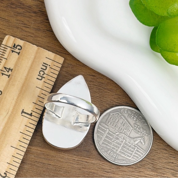 Pink Rainbow Moonstone Ring Size 8 3/4 New Chunky Sterling Silver 925 Overlay - Picture 8 of 11